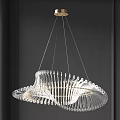 Modern Elegant Crystal Chandelier With Wavy Transparent Design And Metal Frame