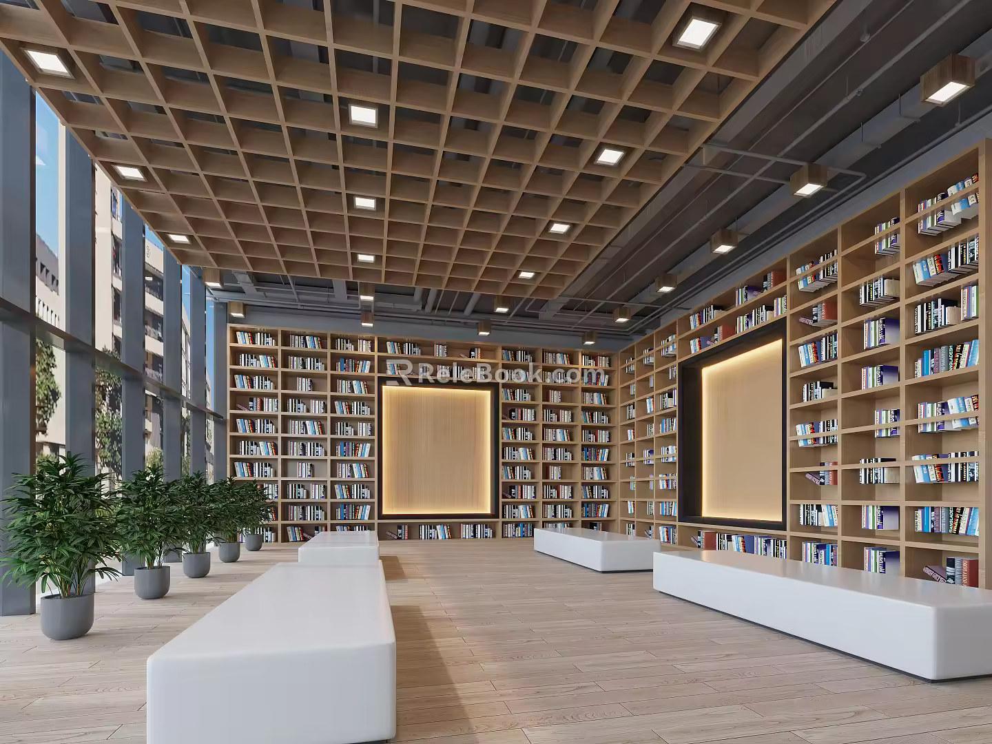 The first floor of the modern library 3d model