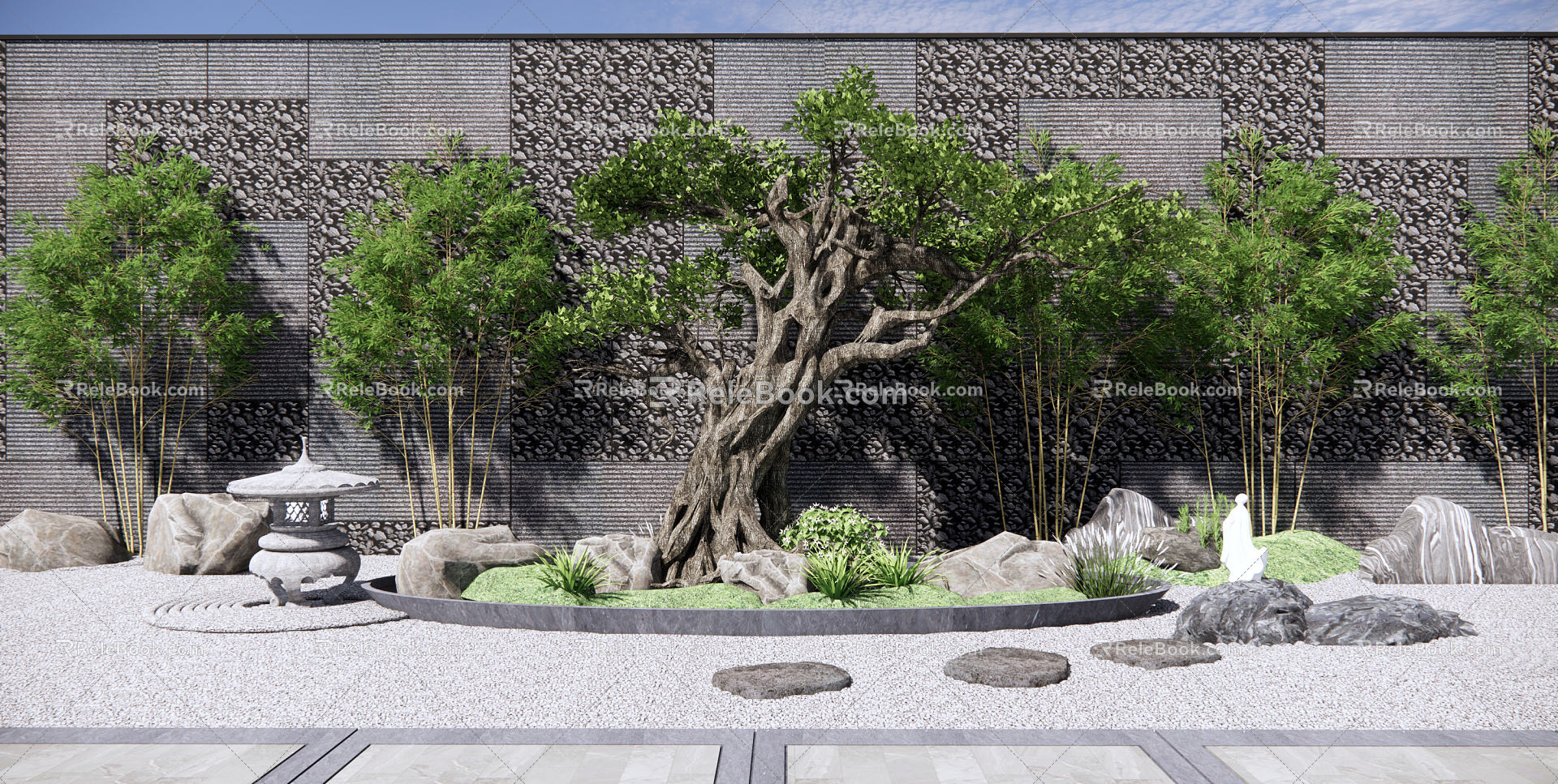 New Chinese style landscape sketch courtyard landscape model