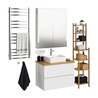 Modern sink bathroom supplies combination 3d model