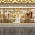 Elegant Jewelry Store Interior With Gold Display Showcases And Circular Lighting Fixtures