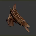 Striped Brown Baby Wild Boar Sculpture Standing On Wooden Base