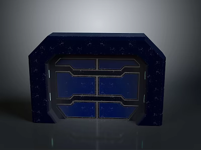 Dark Blue Geometric Frame With Starry Texture And Blue Panels 3d model