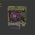 Computer Motherboard Hardware Component with Cooling Fan Heat Sink and Interface Ports 3d model