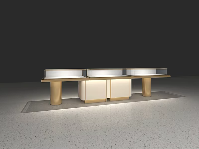 Sleek Modern Display Shelves With Gold Metal Legs And White Storage Cabinets 3d model