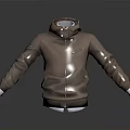 Brown Long Sleeved Hoodie With Zipper Hood And White Cuffs For Daily Comfortable Wear