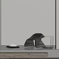 Modern Minimalist Leisure Chair With Geometric Design And Side Table On Concrete Surface