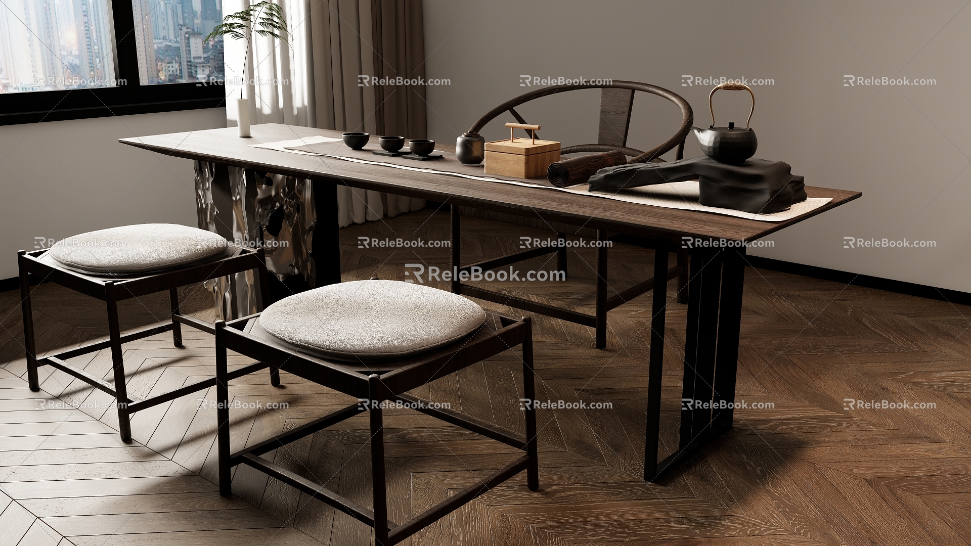 New Chinese Tea Table and Chair Combination Tea Table Tea Table 3d model