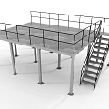 Industrial Metal Platform Equipment With Guardrails Staircase And Support Columns