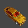 Orange BMW Two Door Sports Car With Black Stripes And Silver Wheels