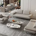 Modern Living Room Interior With Sofas And Marble Coffee Table 3d model