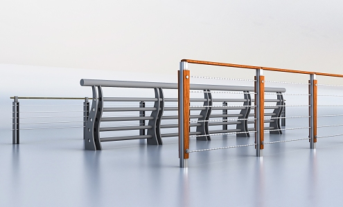 Modern guardrail stainless steel railing 3d model