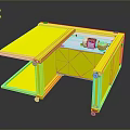 Sturdy Yellow Mobile Workstation With White Tabletop Wheels And Storage Compartments 3d model