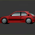 Red Hatchback Car 3D Model With Shiny Exterior And Black Accents On Dark Background