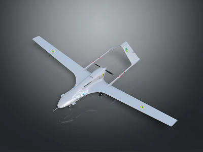 White Long Wing Aircraft With Streamlined Fuselage And Green Tail Fin Design 3d model