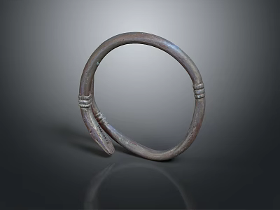 Vintage Metal Bracelet With Decorative Wrapped Ends Handcrafted Antique Jewelry 3d model