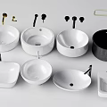 Collection of Stylish Washbasins in Various Shapes Colors and Faucet Accessories