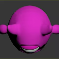Cute Pink 3D Cartoon Monster Character With Big Blue Eye Horns And Sharp Teeth