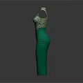 Turquoise Dress with Floral Lace Top and Sleeveless Fitted Waist Design