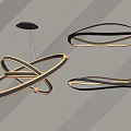 Modern Ring Design Chandelier With Illuminated Multiple Rings In Minimalist Interior 3d model