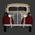 Vintage Cream And Red Sedan Car With Classic Design On