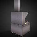 Stainless Steel Commercial Fryer With Multiple Fry Baskets Control Panel Vent Hood And Rolling Wheels