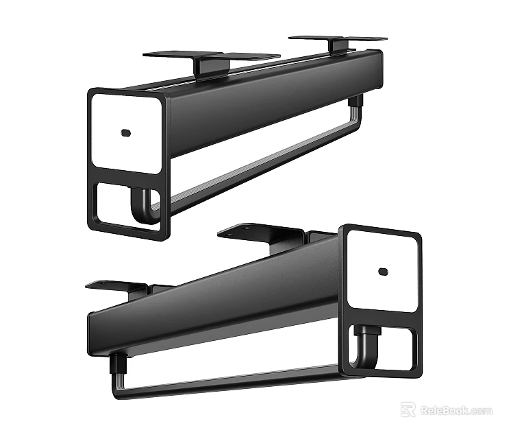 Black Metal Wall Mounted Brackets With Sturdy Design And Modern Structure 3d model 