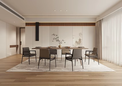 New Chinese Zen Restaurant Dining Table and Chair 3d model
