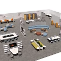 Modern Public Office Space With Multiple Seating Areas Sofa Tables Partitions And Green Plants