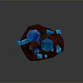 Blue Crystal Formation On Natural Stone Wood Base With Shiny Accents