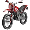 Red Off Road Motorcycle With 2T Graphics Black Seat And Knobby Tires