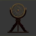 Vintage Brass Armillary Sphere With Wooden Tripod Base And Metal Frame