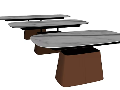 Modern Dining Table With Sleek Marble Top And Brown Contemporary Base Design 3d model