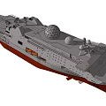 Advanced Warship Design Featuring Spherical Radar Dome And Deck Weapon Systems 3d model