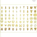 Golden Abstract Symbols Collection With Various Icon Design Elements 3d model