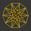 Yellow Geometric Sculpture With Interlaced Lines And Abstract Wireframe Design 3d model
