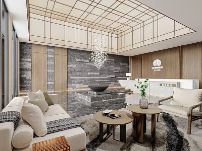 Elegant Modern Beauty Salon Interior With Stylish Seating And Chandelier Design 3d model