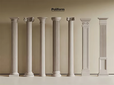 Piliform Columns Featuring Various Classical And Modern Design Styles 3d model