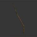 Single Slender Dry Leafless Natural Plant Branch Against Dark Background