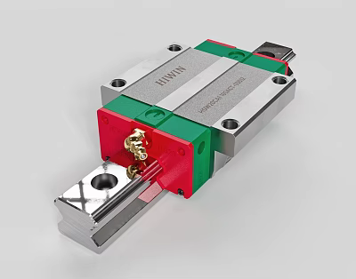 HIWIN Linear Guide Rail with Red Green Silver Slider and Precision Structure 3d model