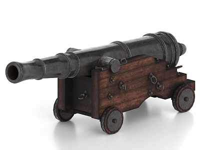 Retro cannon ancient cannon red cannon antique relic fortress 3d model