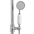 Chrome Plated Shower Faucet Set With Overhead Handheld Sprayer And Control Knobs