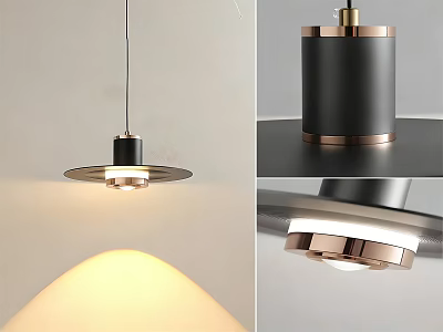 Modern Minimalist Pendant Light With Black Copper Design And Hanging Lighting Effect 3d model