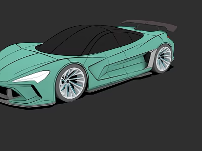 Green Sports Car With Sleek Aerodynamic Body Large Alloy Wheels And Rear Spoiler 3d model