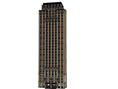 Tall Modern Building Exterior With Regular Windows And Classic Facade Design 3d model