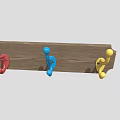Three Colorful Wall Hooks Mounted On Wooden Board With Red Blue Yellow Design