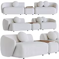 Modern Sectional Sofa Design With Round Pillows And Tray Table 3d model