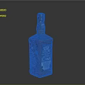 Red Square Whiskey Bottle With Detailed Label And Decorative Cap
