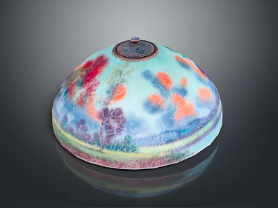 Vibrant Colorful Ceramic Bowl With Decorative Patterned Lid For Daily Household Use 3d model