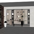 Modern Shop Window With Iron Design Glass Door Stone Floor White Wall And Green Plants